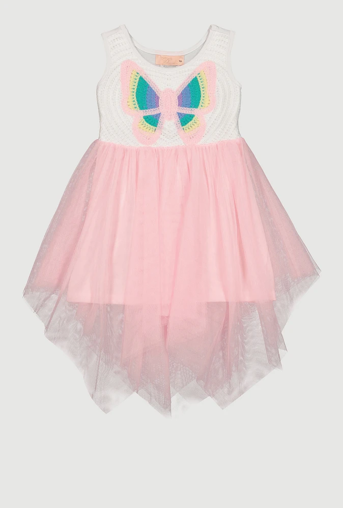 Toddler Girls Crochet Butterfly Tutu Dress, Multi, Size 3T