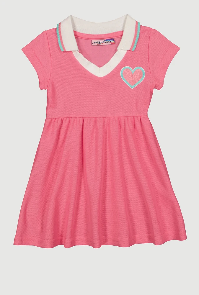 Toddler Girls Chenille Heart Skater Dress, Pink, Size 2T