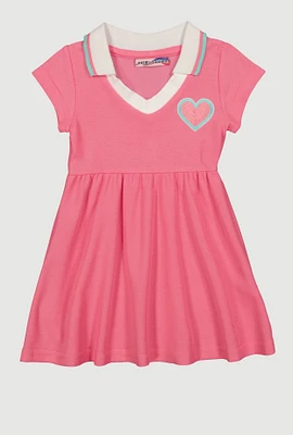 Toddler Girls Chenille Heart Skater Dress, Pink, Size 2T