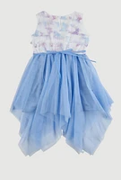 Toddler Girls Butterfly Print Tulle Dress, Blue, Size 2T