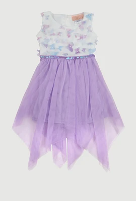 Toddler Girls 3D Butterfly Sequin Tutu Dress, Purple, Size 2T