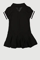 Toddler Girls Tennis Pleated Polo Dress, Black, Size 2T