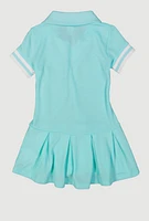 Toddler Girls Tennis Pleated Polo Dress, Blue, Size 2T