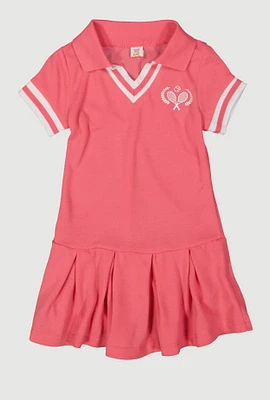 Toddler Girls Tennis Pleated Polo Dress, Pink, Size 4T