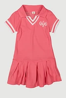 Toddler Girls Tennis Pleated Polo Dress, Pink, Size 4T