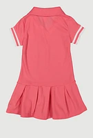 Toddler Girls Tennis Pleated Polo Dress, Pink, Size 4T