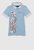 Toddler Girls Rib Knit Varsity Stripe Positive Vibes Dress, 3T