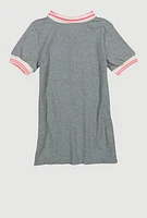 Toddler Girls Love 8 Graphic Polo Dress, Grey,