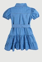 Toddler Girls Ruffle Detail Tiered Dress, Blue, Size 2T