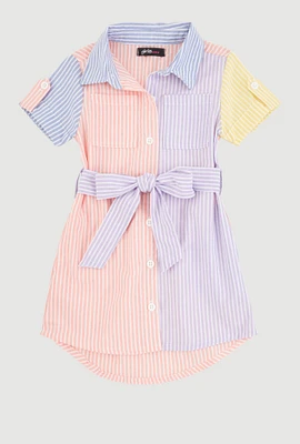 Toddler Girls Color Blocked Striped Shirt Dress, Multi, Size 4T