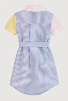 Toddler Girls Color Blocked Striped Shirt Dress, Multi