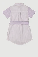 Toddler Girls Striped Shirt Dress, Purple,