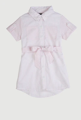 Toddler Girls Striped Shirt Dress, Pink, Size 4T