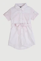Toddler Girls Striped Shirt Dress, Pink, Size 4T