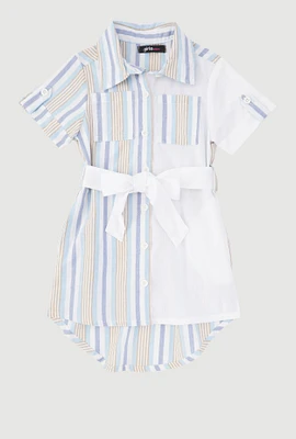 Toddler Girls Color Blocked Striped Shirt Dress, Multi