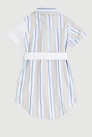 Toddler Girls Color Blocked Striped Shirt Dress, Multi