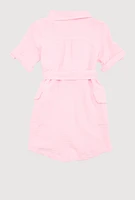Toddler Girls Airy Utility Shirt Dress, Pink, Size 3T