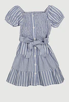 Toddler Girls Smocked Button Front Tiered Dress, 4T