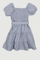 Toddler Girls Smocked Button Front Tiered Dress, 4T