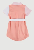 Toddler Girls Twill Color Block Shirt Dress, Multi,