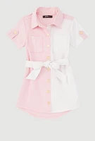 Toddler Girls Color Blocked Shirt Dress,