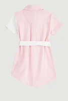 Toddler Girls Color Blocked Shirt Dress,