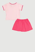 Toddler Girls Paris Graphic Tee and Skirt, Pink, Size 2T