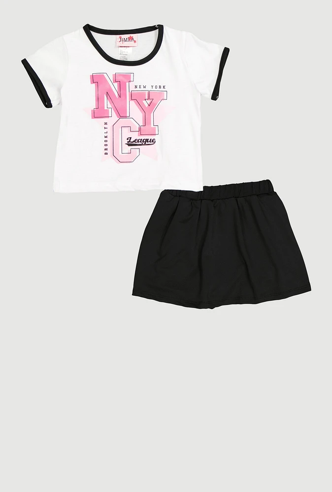 Toddler Girls NYC League Graphic Tee and Skort, Multi, Size 3T