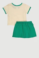 Toddler Girls California Malibu Tee and Skort, Multi, Size 4T