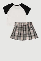 Toddler Girls All You Need Is Love Tee and Plaid Skirt, Multi,