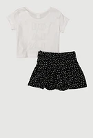 Toddler Girls Oh La La Graphic Tee and Ruffle Trim Skort, Multi, Size 4T