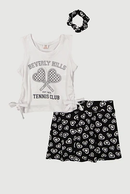 Toddler Girls Tennis Graphic Tank Top and Skort Set, Multi,