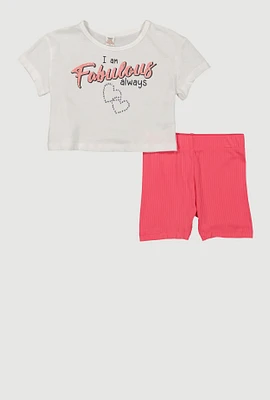 Toddler Girls Fabulous Tee and Biker Shorts, Multi, Size 4T