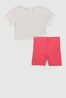 Toddler Girls Fabulous Tee and Biker Shorts, Multi, Size 4T