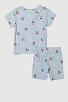 Toddler Girls 2-Piece Patch Sequin T-Shirt and Shorts Set, Blue, Size 4T