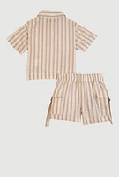 Toddler Girls Lurex Striped Shirt and Cargo Shorts,