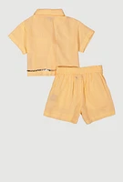 Toddler Girls Sequin Trim Button Front Shirt and Shorts,