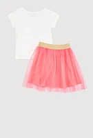 Toddler Girls New York Bear Graphic Tee and Tutu Skirt, Pink, Size 4T