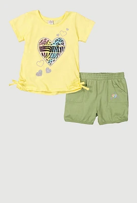 Chic Toddler Girls 2-Piece Glitter Bows T-Shirt Shorts Set, Multi, Size 2T