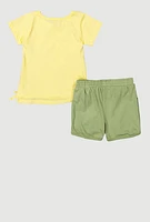 Chic Toddler Girls 2-Piece Glitter Bows T-Shirt Shorts Set, Multi, Size 2T