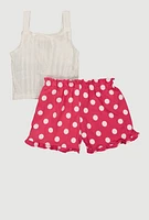 Toddler Girls Rib Knit Tank Top and Polka Dot Shorts, Multi, Size 3T