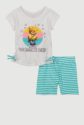 Toddler Girls Main Character Energy Tee and Shorts, Blue, Size 3T
