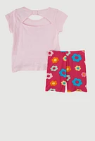 Toddler Girls Im Not Bossy Graphic Top and Shorts, Pink, Size 2T