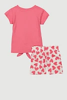 Toddler Girls I Love My Dad Tee and Heart Print Shorts, Pink, Size 2T