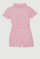 Toddlers Girls Gauze Knit Striped Romper, Pink, Size 3T