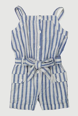 Toddler Girls Lurex Striped Cargo Pocket Romper,