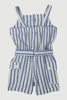 Toddler Girls Lurex Striped Cargo Pocket Romper,
