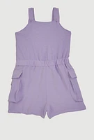 Toddler Girls Airy Button Front Utility Romper, Purple, Size 4T