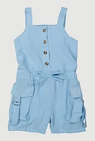 Toddler Girls Airy Button Front Utility Romper,