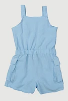 Toddler Girls Airy Button Front Utility Romper,